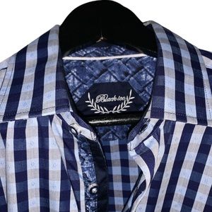 Black Ice  Collar Shirt Long Sleeve Stripped Navy & Beige & Light Blue S…